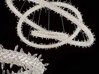 Modern Crystal Chandelier With Intertwined Ring Design And Sparkling Crystal Beads 3d model