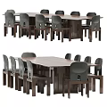 Modern Wooden Dining Table Set With Matching Chairs And Rectangular Top 3d model