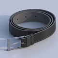 Black Leather Belt With Silver Metal Buckle And Stitching On White Background