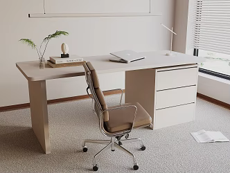 modern office desk and chair 3d model