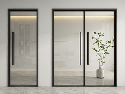 modern glass door glass double door glass door for office 3d model