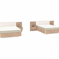Modern Single Bed With Wooden Headboard Attached Nightstand White Mattress And Wooden Frame