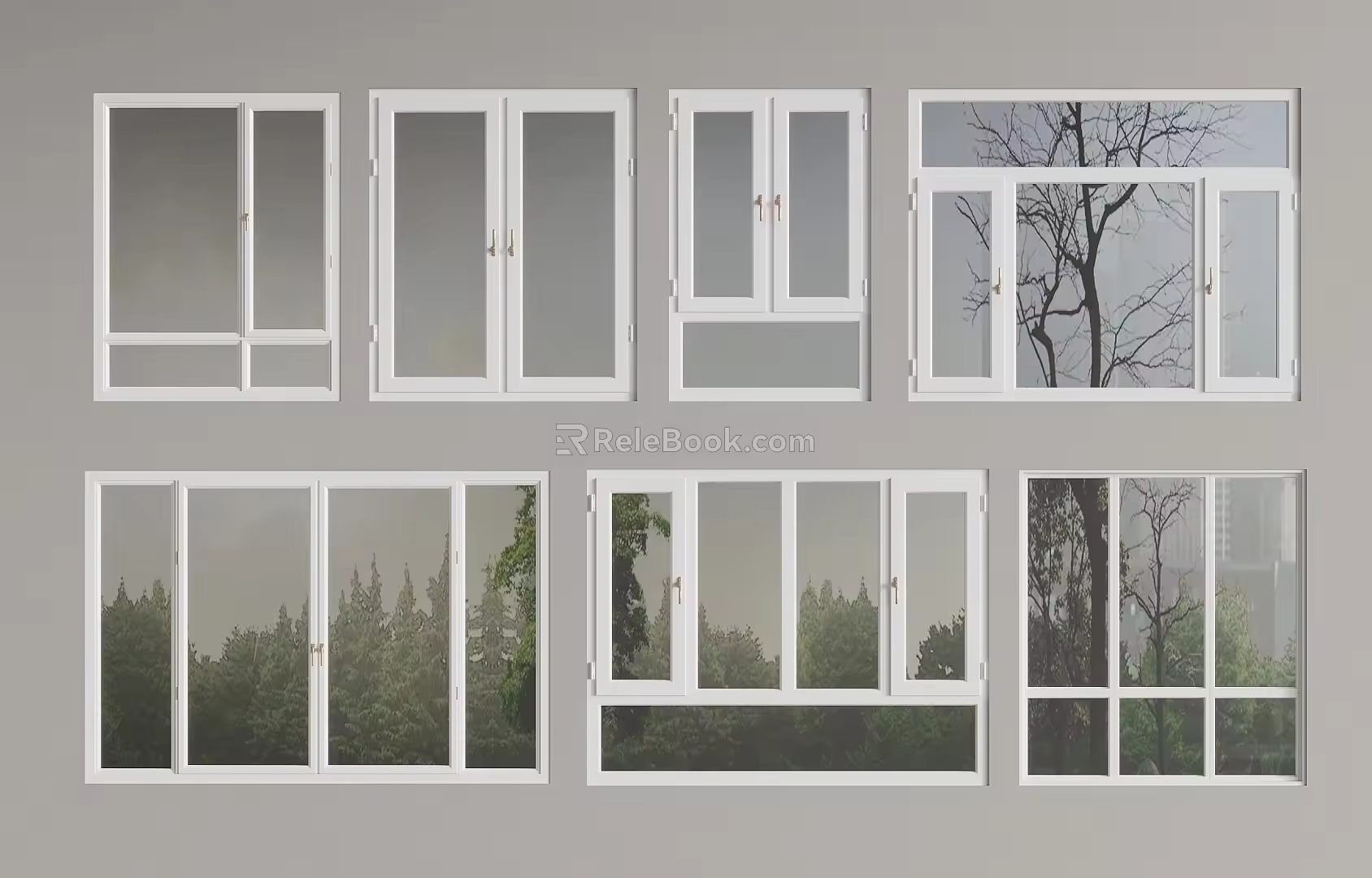 windows casement windows floor-to-ceiling windows 3d model