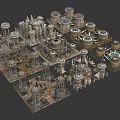 Intricate Steampunk Mechanical Models With Towers Circular Gears And Complex Structures 3d model