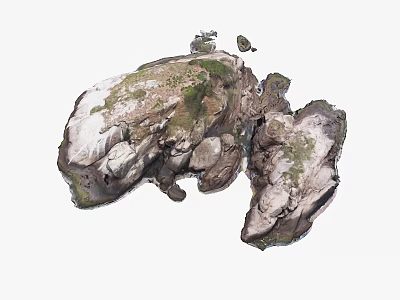 Stunning Rocky Natural Landscape With Mossy Stones And Scattered Vegetation 3d model
