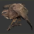 Detailed Brown Eagle Sculpture With Spread Wings Perched On Tree Branch