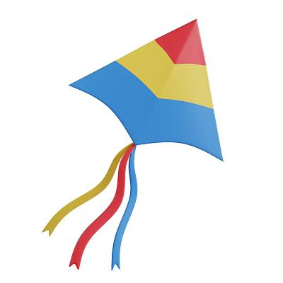 Colorful Decorative Ornament Set With Blue Yellow Red Kite And Ribbons For Home Decoration 3d model