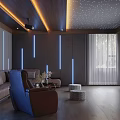 Modern Home Theater Interior Design With Starry Ceiling LED Lighting And Comfortable Seating 3d model