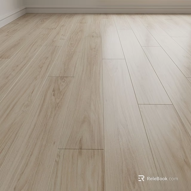 Light Colored Wooden Floor With Natural Wood Grain And Smooth Surface 3d model 