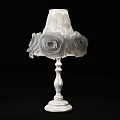 Elegant White Table Lamp With Rose Patterned Shade and Classic Pedestal Base 3d model
