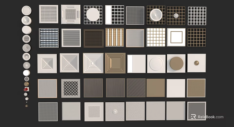 Various Air Conditioner Vents With Different Shapes Patterns And Designs For Home Interiors 3d model 
