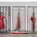 Modern partition glass screen partition 3d model