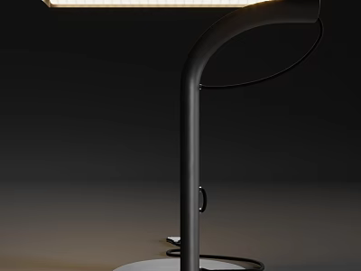 Modern Black Table Lamp With Curved Stand Round Base And Sleek Design 3d model
