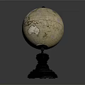 Vintage Decorative Globe Ornament Set With Wooden Base And Detailed Map Design