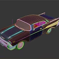 Purple Classic Car With Streamlined Body Chrome Accents And Red Interior