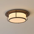 Modern Circular Flush Mount Ceiling Light with Metal Frame and White Shade 3d model