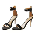 Women's High Heel Sandals With Ankle Strap Block Heel Pearl Detail Beige Black Design