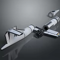 Spacecraft Model Components Featuring White Structure Black Wings And Cylindrical Parts 3d model