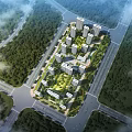 Aerial View Planning of Residential Complex with High Rise Buildings and Green Spaces