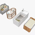 Modern Baby Cribs in Beige and Brown Designs with Wooden Frames and Mattress