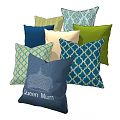 Decorative Throw Pillows In Assorted Colors With Queen Mum Crown Pattern 3d model