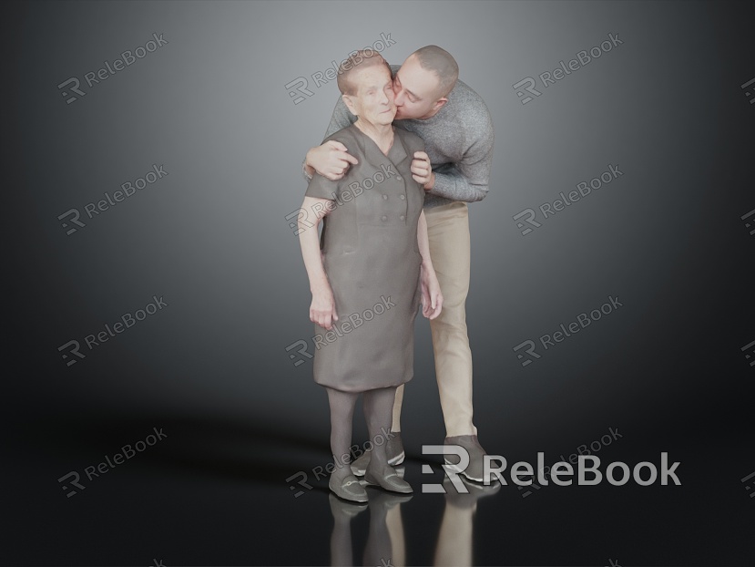 Modern Double Mother and Son Old Lady Granny model