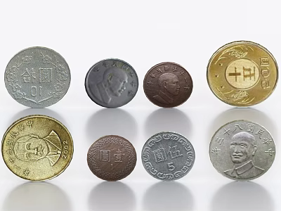 Vintage Assorted Antique Coin Decorative Ornament Collection For Home Decor 3d model