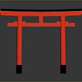 Traditional Japanese Red Torii Gate Wooden Structure With Black Top And Base