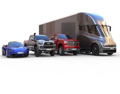 Various Types Of Cars Including Sports Car Pickup SUV And Truck 3d model