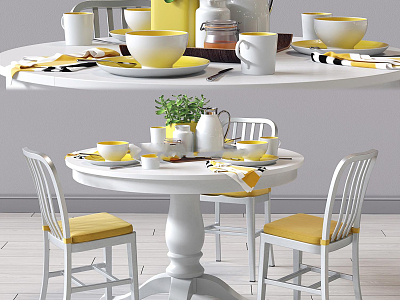 Simple European Dining Table and Chair Combination Round Dining Table and Chair Tableware Combination model