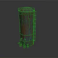 Industrial Cylindrical Metal Equipment With Rusted Surface Ladder And Top Railing