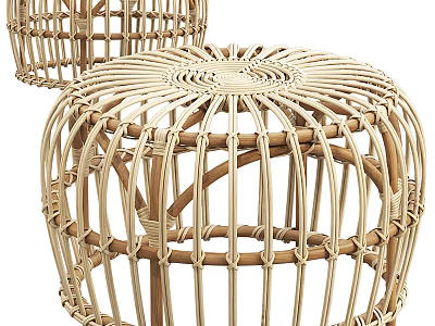 Natural Rattan Coffee Tables With Round Woven Design For Home Decor 3d model