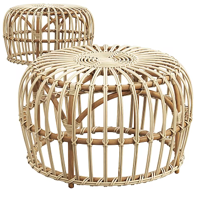 Natural Rattan Coffee Tables With Round Woven Design For Home Decor 3d model