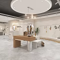 Modern September Clothing Storefront With Glass Windows Display Racks And Chandeliers