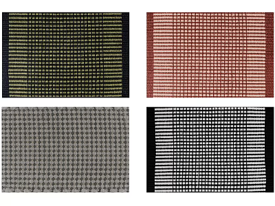 Square Rugs Featuring Black Red Gray Colors And Dot Stripe Checkered Patterns 3d model