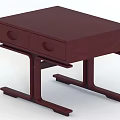 Dark Brown Wooden Coffee Table With Two Drawers Round Handles And Crossed Legs