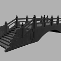 Black Traditional Chinese Bridge With Ornate Railings And Stone Steps Architectural Design