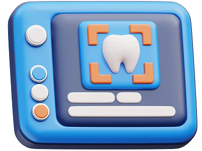 Dental Device Featuring Tooth Icon Blue Panel Orange Borders And Colored Buttons 3d model