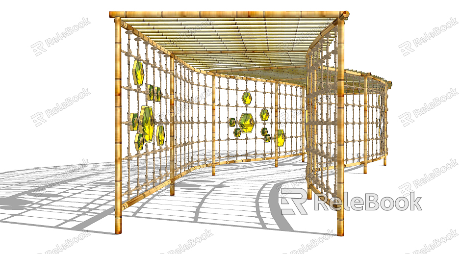 Modern Gallery Frame Creative Bamboo Structure Hemp Rope Gallery Frame model