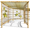 Modern Gallery Frame Creative Bamboo Structure Hemp Rope Gallery Frame 3d model