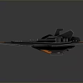 Futuristic Sci Fi Spaceship Model With Black Orange Sleek Design And Detailed Structure