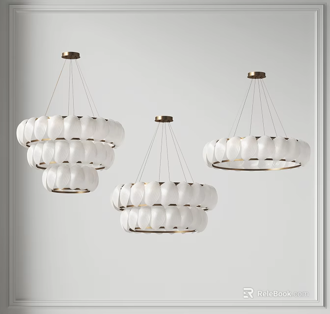 Modern White Globe Pendant Lights Hanging In Contemporary Ceiling Interior Design 3d model