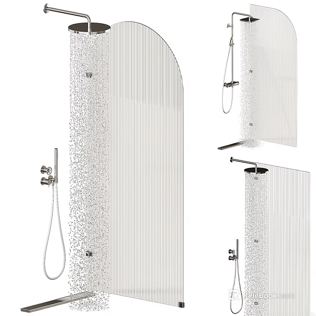 Contemporary Chrome Shower Head Design With Rainfall Spray And Handheld Sprayer 3d model 