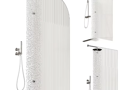 Contemporary Chrome Shower Head Design With Rainfall Spray And Handheld Sprayer 3d model