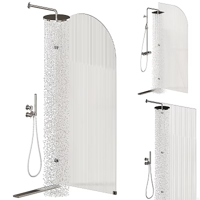 Contemporary Chrome Shower Head Design With Rainfall Spray And Handheld Sprayer 3d model