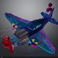 Transparent Blue Cosmic Aerospace Craft With Red Nose And Colorful Decorative Elements