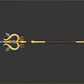 Enchanted Yellow Magic Staff With Brown Handle And Blue Star Decorations