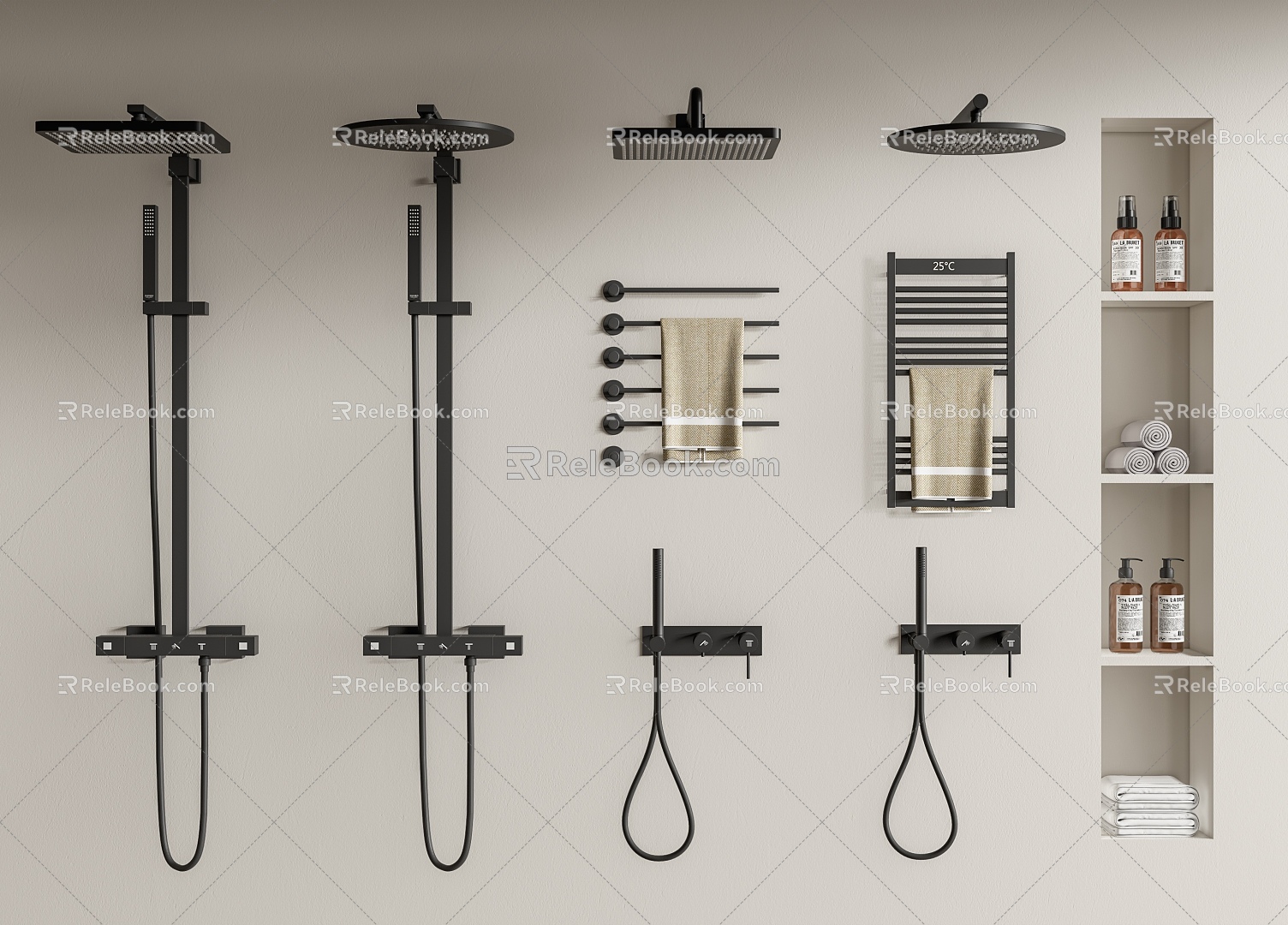 Modern Shower Shower Shower Towel Rack Bathroom Supplies 3d model