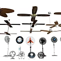 Ceiling And Standing Fans With Various Designs For Home Cooling Needs 3d model
