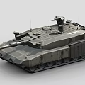 Modern Gray Armored Main Battle Tank With Turret Cannon And Tracks